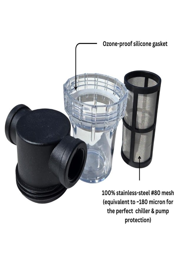 Caplide Pre Filter Cold Plunge pre Filter. 80 Mesh. 3/4" Threaded Female connectors. Cold Plunge in-line pre-Filter. Protect Your Cold Plunge Chiller and Pump. - Image 5
